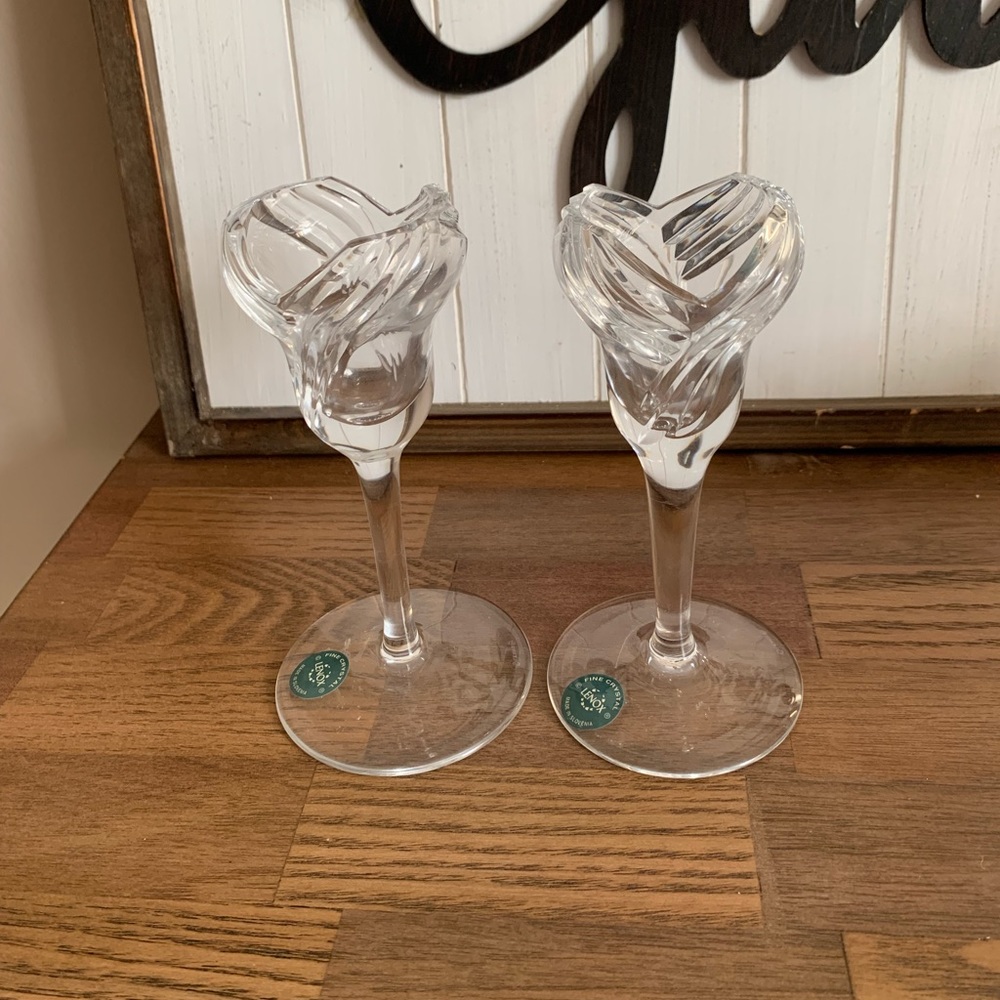 Lenox Vintage Crystal Candlesticks 6” New